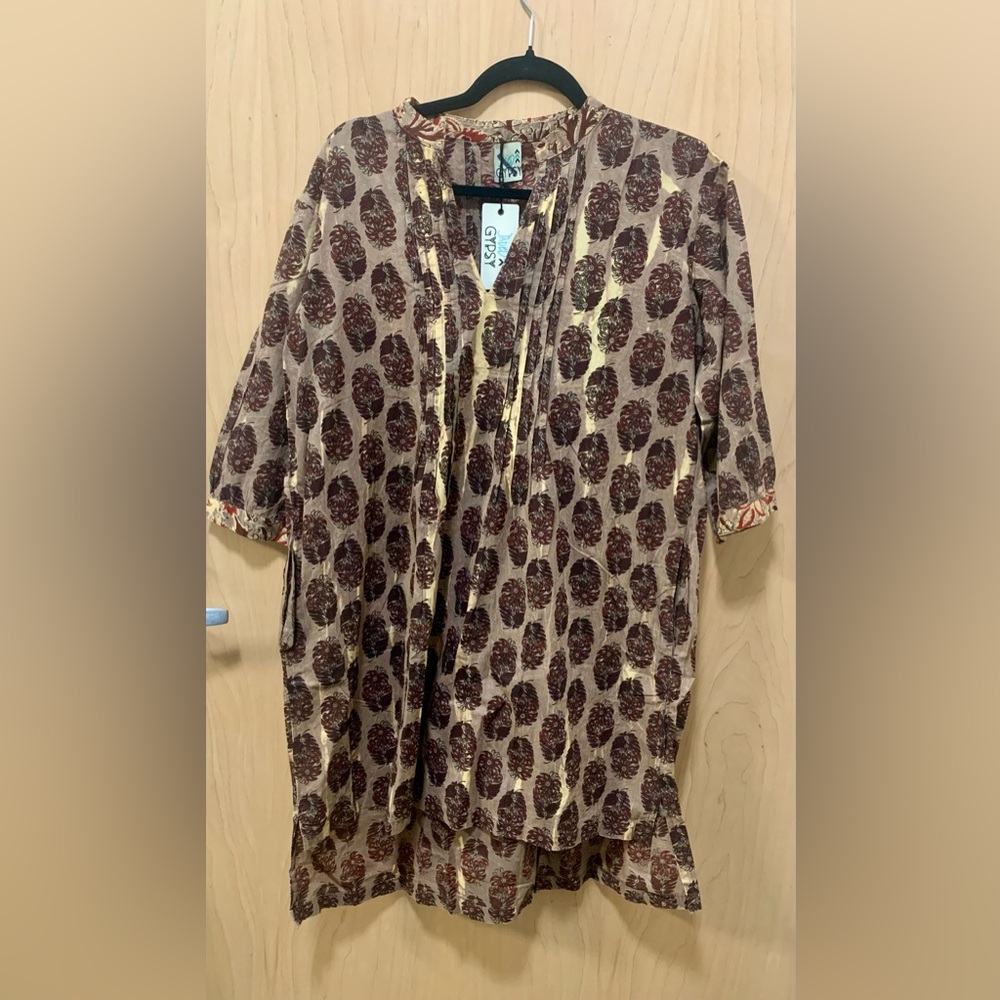 Jaded Gypsy Oversized Boho Tunic Paisley Block Print Slouchy Top - Picture 2 of 5